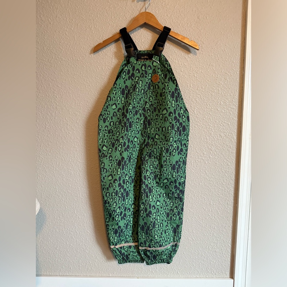 NWT Mini Rodini Leopard Print Kids Rain Overalls